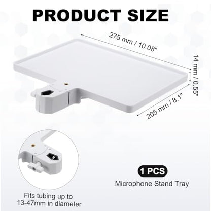 Microphone Stand Tray 10.8x8.1in Plastic Tray White - color: White, size: 10.8x8.1in