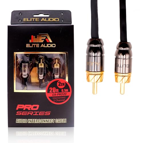 Elite Audio Pro Series | 20ft 2-Channel RCA Cable | OFC | Triple Shielded - color: 2-Channel, size: 20' (ft)