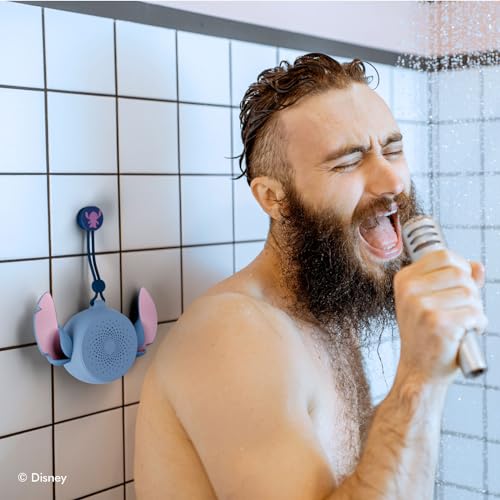 Disney Lilo and Stitch Bluetooth Shower Speaker with Suction Cup – IPX4 Rated Water Resistant Stitch Speaker for Shower, Baths| Up to 5 HRs Playtime, Built in Controls and Mic for Phone Calls