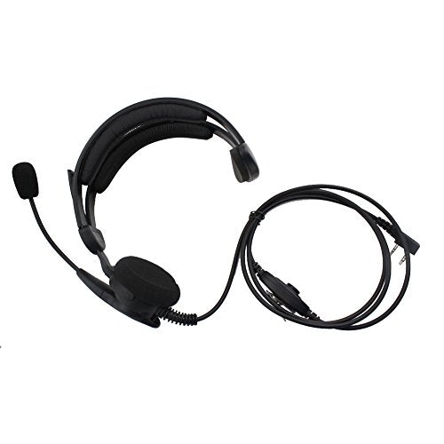 Advance Adjustable Overhead Earpiece Headset Boom Mic Microphone Noise Cancelling for 2-pin Kenwood Nexedge Hytera Puxing Wouxun Radio