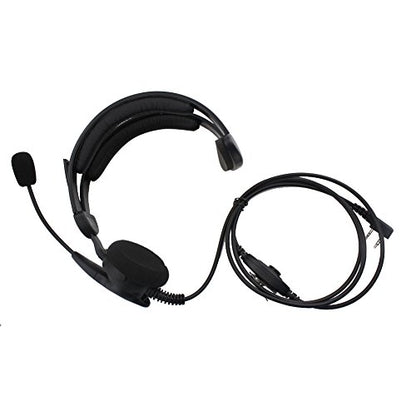 Advance Adjustable Overhead Earpiece Headset Boom Mic Microphone Noise Cancelling for 2-pin Kenwood Nexedge Hytera Puxing Wouxun Radio