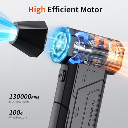 Compressed Air Duster,130000RPM Super Power Cordless Air Duster,Rechargeable Brushless Blower,3 Gear Adjustable Blower with LED Light,Dust Remover for Computer/House/Outdoor/Car