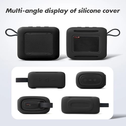 Silicone Cover Case for JBL Go 5 Bluetooth Speaker, Portable Speaker Travel Case Protective Cover Sleeve with Carabiner for JBL Go 5, Dustproof, Shockproof and Scratch-resistant (Black) - color: Black