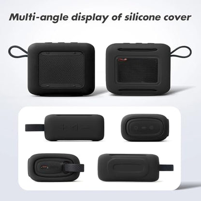 Silicone Cover Case for JBL Go 5 Bluetooth Speaker, Portable Speaker Travel Case Protective Cover Sleeve with Carabiner for JBL Go 5, Dustproof, Shockproof and Scratch-resistant (Black) - color: Black
