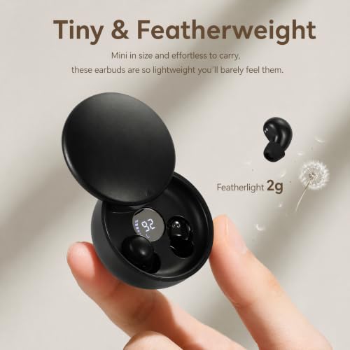 Mini Invisible Bluetooth Earbuds - Ergonomic Wireless Earbuds with Premium Sound Quality and One-Step Auto Pairing - color: Black