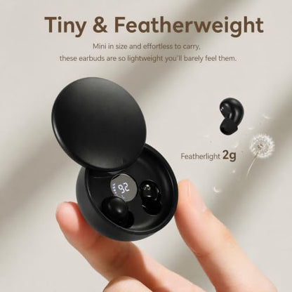 Mini Invisible Bluetooth Earbuds - Ergonomic Wireless Earbuds with Premium Sound Quality and One-Step Auto Pairing - color: Black