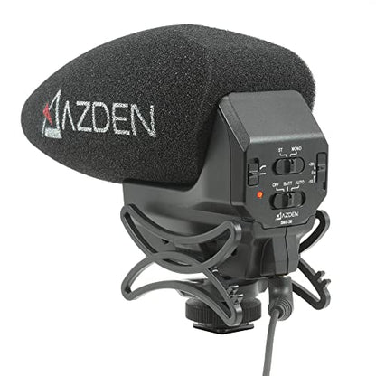 Azden SMX-30 Stereo/Mono Switchable Video Microphone | Swiveling Shock-Mount, Isolating Shock Mount, Recording a musical performance but want to tighten up the center image - style: SMX-30