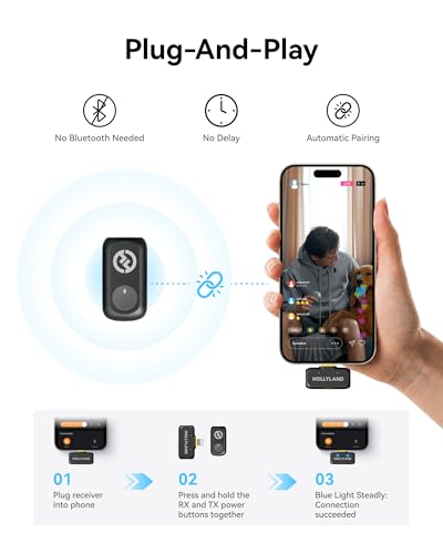 Hollyland Lark A1 (2TX + Lightning RX), Wireless Microphone for iPhone/iPad - color: Black