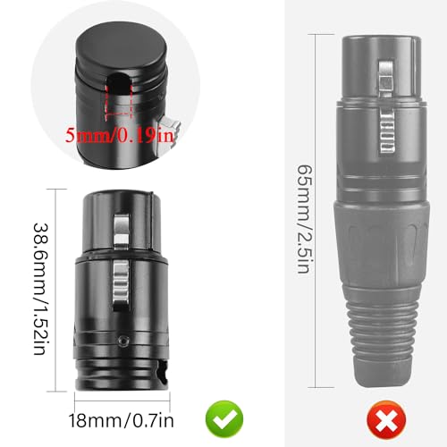 QIANRENON Compact XLR Microphone Connector Solder Socket 3Pin XLR Female Solder Audio Adapter Adjustable 90° Right Angle XLR Plug, for DIY Thin XLR Cable Connection, Included 0.9mm Spanner - style: Female