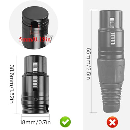 QIANRENON Compact XLR Microphone Connector Solder Socket 3Pin XLR Female Solder Audio Adapter Adjustable 90° Right Angle XLR Plug, for DIY Thin XLR Cable Connection, Included 0.9mm Spanner - style: Female