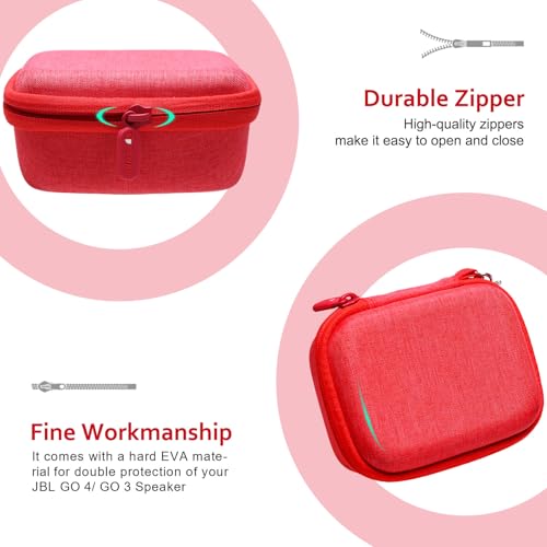 XANAD Hard Case Compatible with JBL Go 4 / GO 5 / Go 3 Ultra Speaker, Red - color: Red