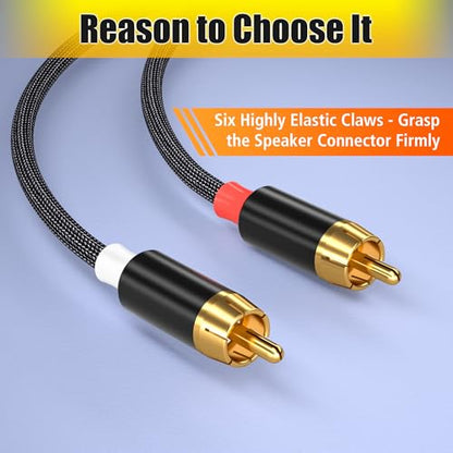 AGVEE 6.6ft RCA Cable, 2 RCA Male Thickened Six Claws Plug - color: Black, size: 6.6ft
