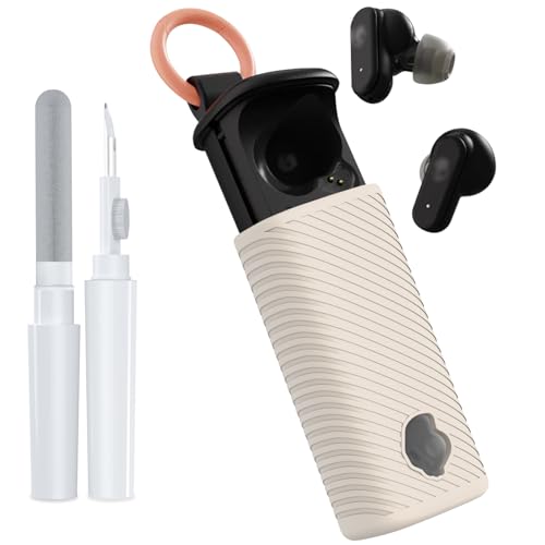 for Skullcandy Dime Evo Case Cover, Soft Silicone Protective Earbuds Case, Only Compatible with Skullcandy Dime Evo with Cleaner Kit Accessories Set(Off-White) - color: Off-White