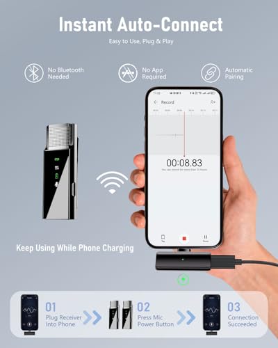 Pro Wireless Lavalier Lapel Microphone System for iPhone Android Phone PC Laptop with USB C/Lightning, 48KHz 24Bit, 30H Battery, Reverb, Noise Cancelling for Video Recording Podcast Stream Vlog - style: 2TX+1RX+Charging Case