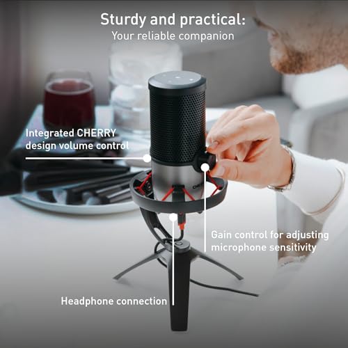 Cherry UM 6.0 Advanced, USB Microphone for Streaming, Podcasting & Home Office Use, 2 Polar Patterns, Shock Mount, Compatible with PC/Mac/PS4/PS5, Black/Silver - color: UM 6.0 Silver