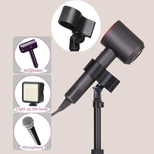 2 Pack Universal Hair Dryer Clip Holder with 1/4''-20 Thread Adapter Blow Dryer Holder Clamps Converter for Hair Dryer Stand Phone Tripod Camera Tripod Light Stand Microphone Stand Boom Arm