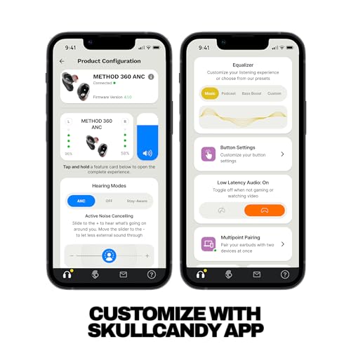 Skullcandy Method 360 ANC Wireless Earbuds with Sound by Bose - Primer | In-Ear Fit, Premium Active Noise Cancellation, 40 Hours Battery, Sweat and Water Resistant, Microphone for iPhone Android - color: Primer
