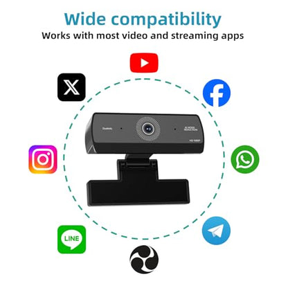 Webcam for PC, HD 1080P USB Plug-and-Play Computer Web Camera, High Definition Webcam for Desktop Laptop, Ideal for Online Class, Video Conference, Live Streaming & Gaming - color: 1080P-black