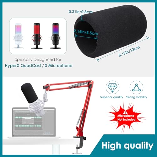 Red Mic Arm Compatible with HyperX QuadCast S - Premium QuadCast S Microphone Boom Arm for Gaming, Streaming by YOUSHARES, NB35 - color: Red