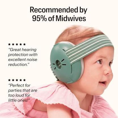 Alpine Muffy Baby Ear Muffs Noise Protection | Toddler Ear Protection | For babies up to 4 years | 24dB Sound Reduction | Baby Hearing Protection | Noise Reduction | Baby Essentials New Mom Gifts - color: Sage