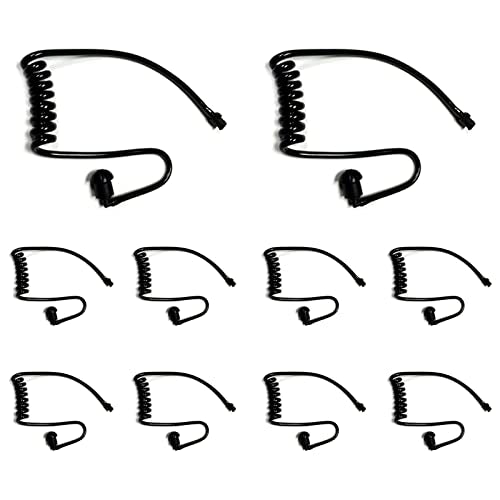 10-Pack Replacement Acoustic Coil Tube Walkie Talkie Earpieces for Baofeng Motorola Kenwood Retevis Midland Two Way Radios Headset Secret Spy Game Earpiece(Black) - color: Acoustic Coil Tube-Black