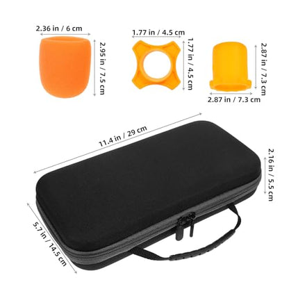 GALPADA Portable Microphone Carrier Bag for Two Mics with Black Hard Case, Orange Non-slip Foam Covers and Shockproof Tail Caps, Outdoor and Business Trip Mic Storage Pouch