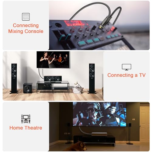VANAUX Subwoofer Cable,Digital Coaxial Audio Cable,RCA Cord,Male to Male Mono SPDIF Wire [4N Oxgen-Free Copper Core] for Home Theater,HDTV,Amplifier,Speaker,Soundbar(3ft/1M) - size: 3.2ft/1m, style: Male to Male-Black