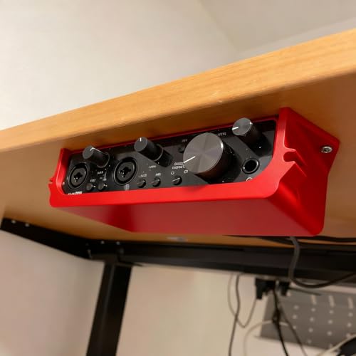 Under-Desk Mount for Focusrite Scarlett 2i2, Audio Interface Holder, Space-Saving Desk Organizer (Red) - color: Red