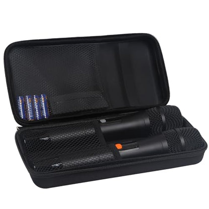 Kmise Microphone Case, Microphone Bag for 2 Wireless Microphones EVA Hard Dual Wireless Mic Storage Bag for Gigging and Travel(Case Only)