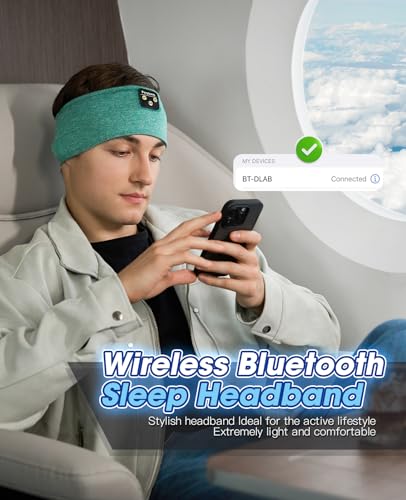 Perytong Sleep Headphones Wireless, Bluetooth Sports Headband Headphones with Ultra-Thin HD Stereo Speakers Perfect for Sleeping,Workout,Jogging,Yoga,Insomnia, Air Travel, Meditation (Green) - color: Green