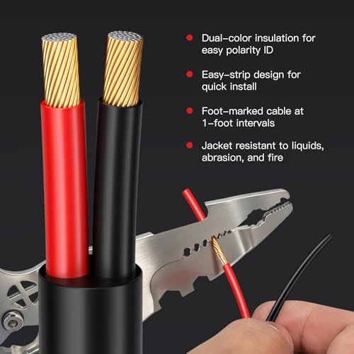 14 Gauge Outdoor Speaker Wire 50ft CL3 Direct Burial CCA Cable | CL2 Rated, 2 Conductor Stranded Core, UV and Weather Resistant, No Conduit Needed Underground, Garden Patio Pool Audio - size: 50FT, style: 14GAUGE