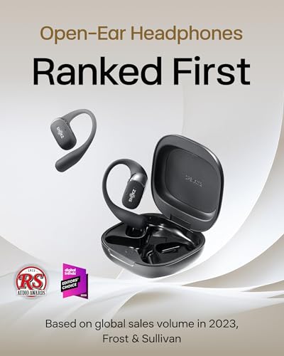 SHOKZ OpenFit 2 Open-Ear Earhook Bluetooth Earbuds, Black,48H Playtime | Bundle with Carrying Bag; Powerful bass; IP55 Water-Resistant; AI call clarity; Bluetooth 5.4; Gym/outdoor/home use - color: Black, style: Charging：USB-C