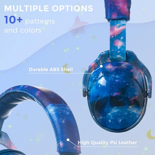 Kids Ear Protection Safety Ear Muffs, NRR 25dB Noise Reduction Children Earmuffs, Hearing Protectors for Sleeping, Studying, Airplane, Concerts, Fireworks-Galaxy with Blue Band - color: Blue Band Galaxy