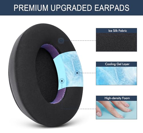Ice Silk Fabric Earpads for HyperX Cloud/Alpha, Audio Technica M50X/M40X