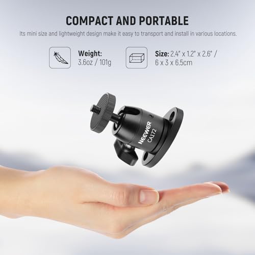 NEEWER Webcam Wall Ceiling Mount Bracket, Aluminum Alloy Mini Ball Head & 1/4" Screw for Photo Studio Photography Video Recording Action Camera Accessories, 360° Rotation & 90° Tilt, CA172 - style: CA172