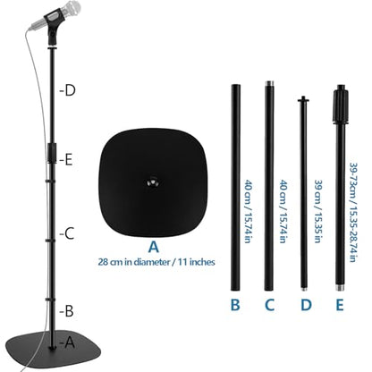 Microphone Stand Floor, Boom Mic Stand with Weighted Base | 45''-75'' Height Adjustable, 2 Clips & 3/8'' to 5/8'' Adapter Compatible with Blue Yeti HyperX QuadCast Shure SM58 - size: Mic Stand Floor