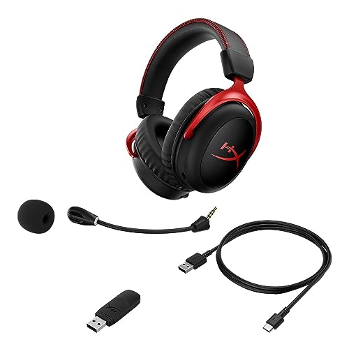 HyperX Cloud II Wireless - PC, PS5, PS4용 게이밍 헤드셋, 최대 30시간 지속되는 배터리, DTS 헤드폰: X 공간 오디오, 메모리 폼, 마이크 모니터링 기능이 있는 탈착식 노이즈 캔슬링 마이크 - size: Wireless, style: 무선