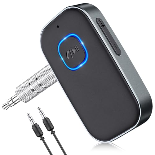 COMSOON Bluetooth Receiver for Car, 3.5mm AUX Bluetooth Car Adapter | Noise Cancelling, Wireless Audio Receiver for Home Stereo/Wired Headphones, Hands-Free Call, 16H Battery Life, Dark Gray - color: Dark Gray