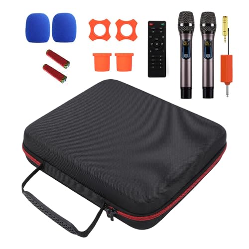 Pssopp Wireless Microphone Case Polyester Mic Travel Bag Holds 4 Handheld Microphones with Shockproof Sponge Lining Water Resistance Storage for DJs Churches Weddings