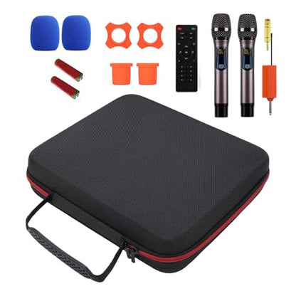 Pssopp Wireless Microphone Case Polyester Mic Travel Bag Holds 4 Handheld Microphones with Shockproof Sponge Lining Water Resistance Storage for DJs Churches Weddings