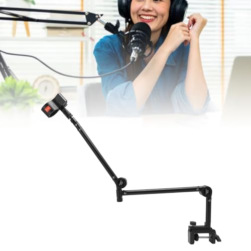 EBTOOLS Microphone Arm Stand, 360 Degree Rotation Zinc Alloy Suspension Boom Arm with 3/8 5/8 Thread Adapter and Cable Management, for Condenser Dynamic Mics Podcast Live Streaming