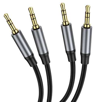 3.5mm Nylon Braided Aux Cable, 3.3FT 2Pack Stereo Audio Jack Adapter Cable for iPad, Samsung Phones, Tablets, Car Home Stereos, Headphones, Speaker and More. - size: 3.3FT+3.3FT