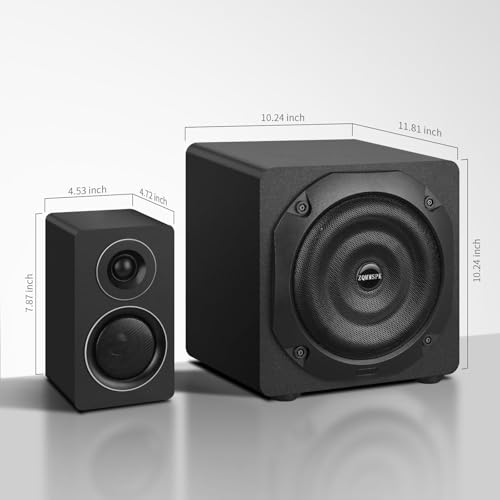 2.1 Computer Speakers with Subwoofer, 100W RMS, Bluetooth 5.3, Black | A 6.5-inch subwoofer, wood cabinets and silk dome tweeters. AUX/RCA, optical and coaxial inputs for PCs, TVs and turntables. - color: Black