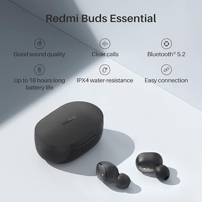 Xiaomi Redmi Buds Essential Wireless Earbuds, Bluetooth 5.2 Low Latency Gaming Headphones Stereo Earphones in Ear Touch Control Headset with Mic Deep Bass for Sport, Gaming and Running, Blue