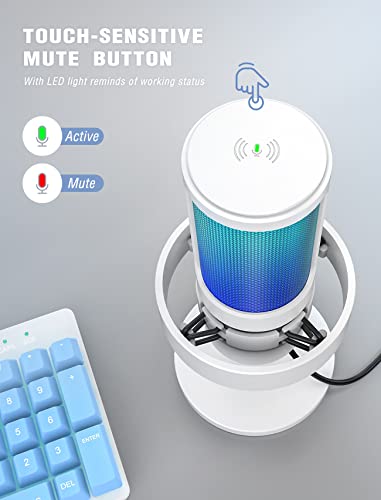 FIFINE A8 White USB Gaming Condenser Microphone with Tap Mute for Streaming - size: A8W-Desktop
