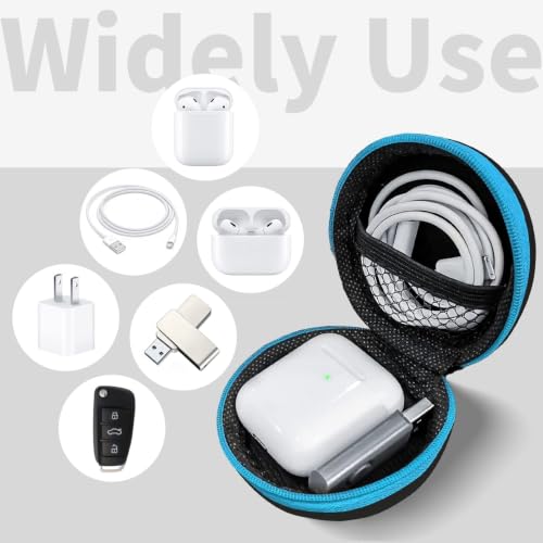 5 Pack Earbud Case Storage Bag with Carabiner for Headphones, Round - color: A2-Round-green+blue+red+orange+purple