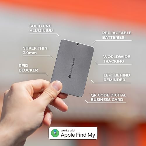 Rolling Square AirCard E, Replaceable Batteries Wallet Tracker Bluetooth Find My Network Compatible with Business Card QR Code - 0.12in Super Thin