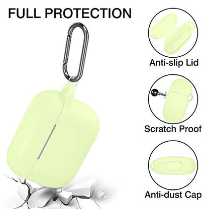 Hamile Compatible with AirPods Pro Case Protective Silicone Airpod Case Shockproof Cover Skin for Apple Airpod Pro 2019 Charging Case, with Keychain, Yellow Green-Night Glow Green - color: 7-Nightglow Green