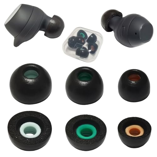 Memory Foam Tips for Galaxy Buds FE/Buds+ / Buds 2 Replacement Ear Tips | 3 Pairs S/M/L Anti Slip Earbuds Tips for Samsung Galaxy Buds Earbuds, Noise Isolating, Comfort Fit, Black