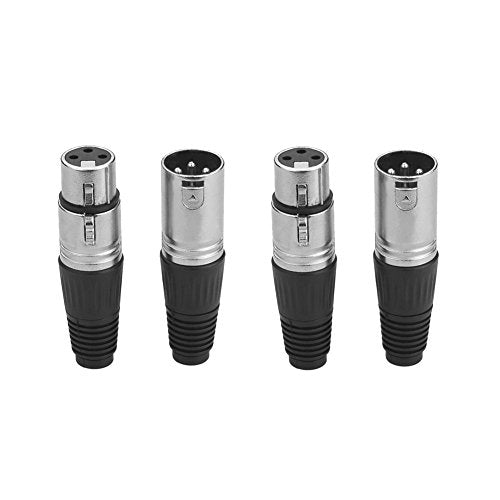 2 Pair Male+ Female 3 Pin XLR Connectors Solder Nickel-Plated Locking | Zinc alloy & nickel shell ensure rugged durability, Locking prevents disconnect, Ideal for mics, DMX, Microphone, live audio